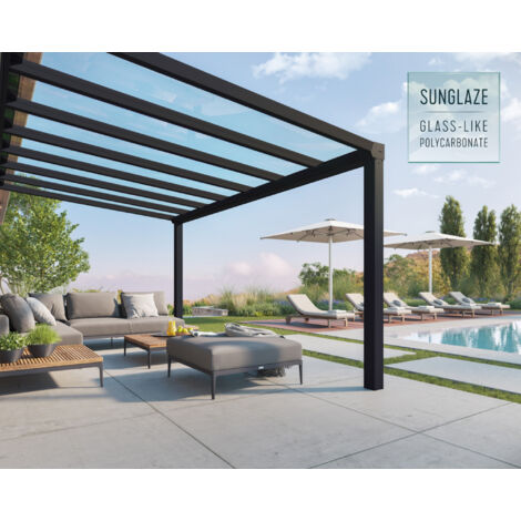 Palram – Couverture de patio 3,4x5,2m gris – Aluminium 4mm résistant aux UV – Charge de neige 200kg/m² – 705873 (1/5)