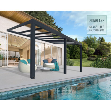 Palram – Couverture de patio 3,4x5,9m gris – Aluminium résistant aux UV – Système de toiture sans vis – Gouttière intégrée – 705926 (1/5)