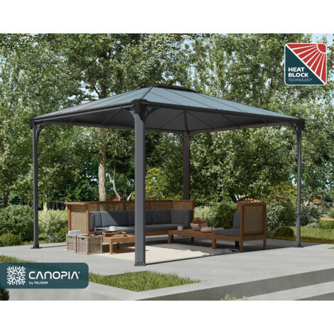 Canopia By Palram – Gazébo tonnelle 10.6m² gris anthracite en aluminium avec panneaux polycarbonate – Capacité 75kg/m² – 705231 (1/10)