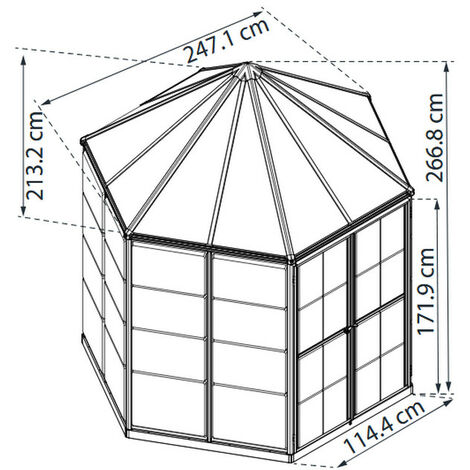 Serre de jardin hexagonale 3.8m² gris - Palram - 704053