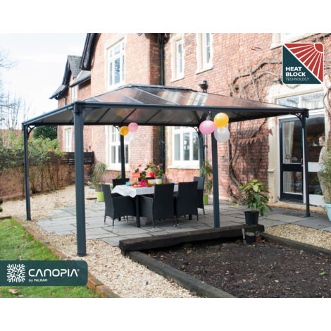Canopia By Palram – Tonnelle de jardin Martinique 493x359cm – Aluminium gris anthracite – Panneaux polycarbonate double paroi – Résistance vent 90 km/h (1/5)