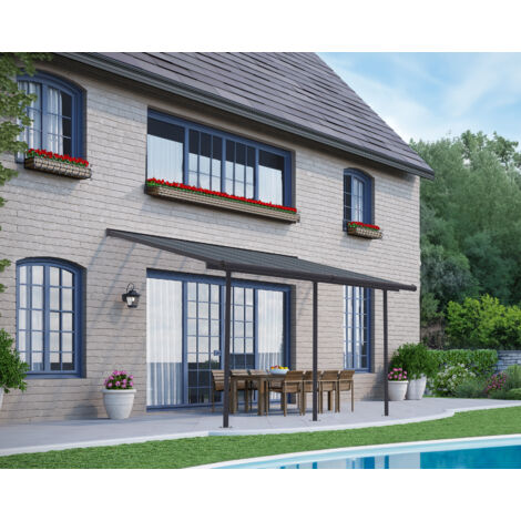 Canopia By Palram – Pergola Capri gris anthracite 9,4 m² – Cadre en aluminium – Toit en polycarbonate teinté bronze – Protection UV intégrale