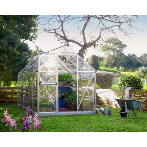 Canopia By Palram – Serre de jardin polycarbonate 6,8 m² – Aluminium résistant à la rouille – Panneaux traités UV – Ventilation efficace par lucarne