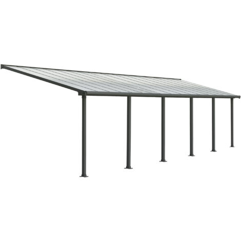 Palram – Pergola 28.9m² gris anthracite – Structure en aluminium résistante à la corrosion – Panneaux polycarbonate 16mm – Système gouttière intégré – 704360 (1/5)