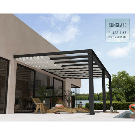 Palram – Stores de toit 3,4x5,9m blanc en polyester résistant aux UV – Installation facile – Surface couverte 21m² – 706071