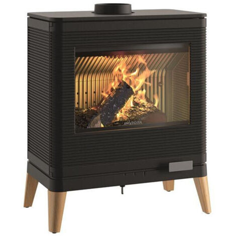 Invicta – Poêle à bois fonte 9kW noir – Longueur bûche 58 cm – Évacuation arrière – Classe A – Label Flamme Verte 7 étoiles – P610449