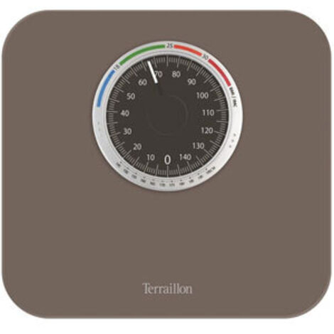 Pèse-personne mécanique 150kg – Graduation 1kg – Coloris taupe – IMC avec code couleur – Plateau 29x27cm – Terraillon - bma73207br