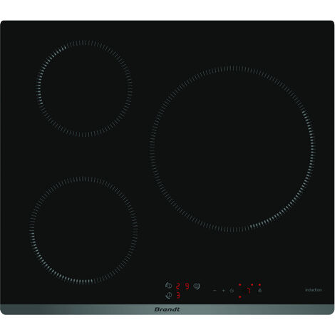 Table de cuisson induction 60cm 3 feux 7200w - Brandt - bpi6314b