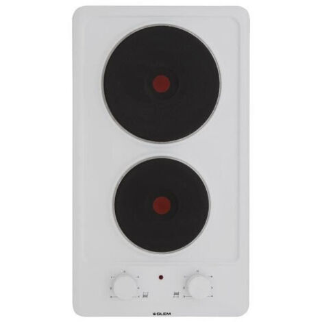 Plaque électrique intégrée 2 foyers 3500W – 6 niveaux de puissance – Finition blanche – GT320WH – Glemgas
