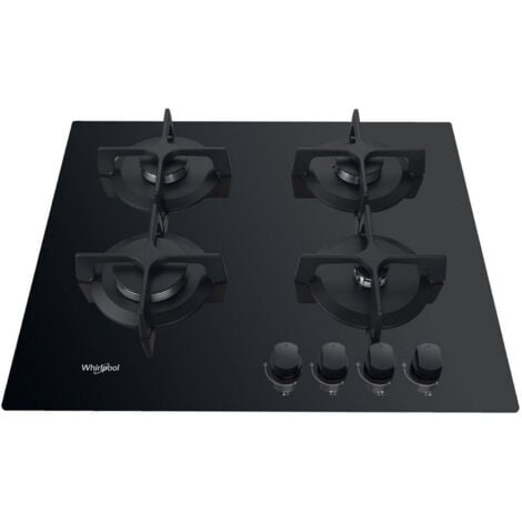 Table de cuisson gaz 60cm 4 feux noir - Whirlpool - gob616nb