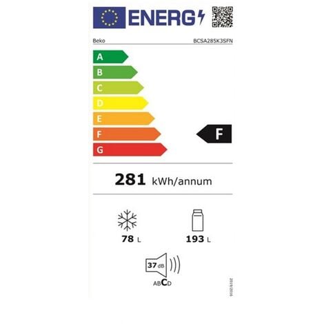 Réfrigérateur Combiné Intégrable à Glissière 271l - Beko - Bcsa285k3sfn