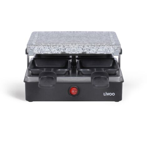 LIVOO DOC261 Appareil à raclette 4 Personnes, INOX, Gris Fiche