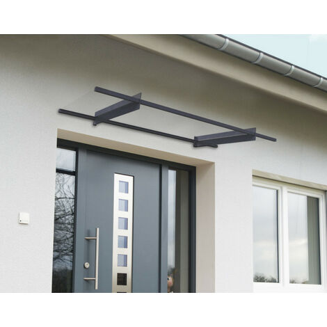 Palram – Marquise transparente 94x205,5cm gris anthracite – Structure en aluminium et acier galvanisé – Résistante aux intempéries – 705125