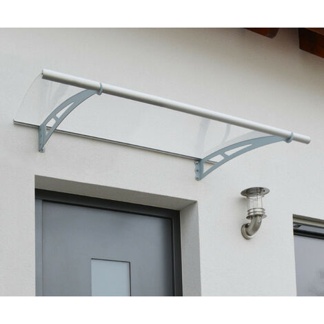 Palram – Marquise transparente 91,5x150,5cm argent – Structure en aluminium laqué – Protection contre intempéries – 701089