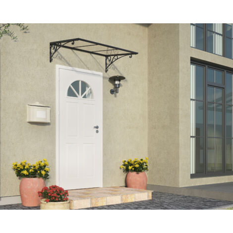 Canopia By Palram – Marquise de porte Venus 135.5 x 88 cm – Couverture polycarbonate 2 mm – Structure aluminium gris anthracite – Installation rapide