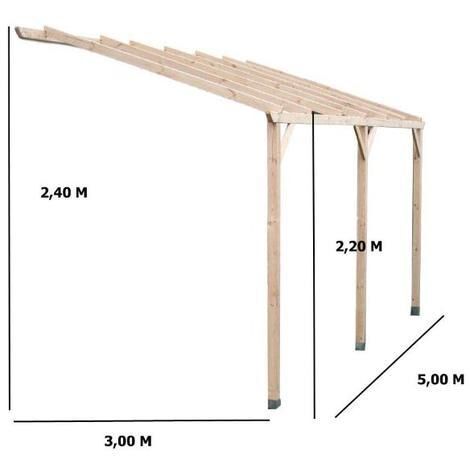 Carport mural pergola 15 m² bois autoclavé - Habrita - car3050am