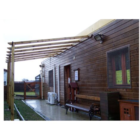 Carport mural pergola 15 m² bois autoclavé - Habrita - car3050am