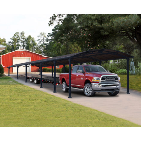 Palram – Carport en aluminium 3.59 x 5.07 m – Panneaux polycarbonate 6 mm – Protection optimale contre intempéries – Surface 46.1m² gris anthracite
