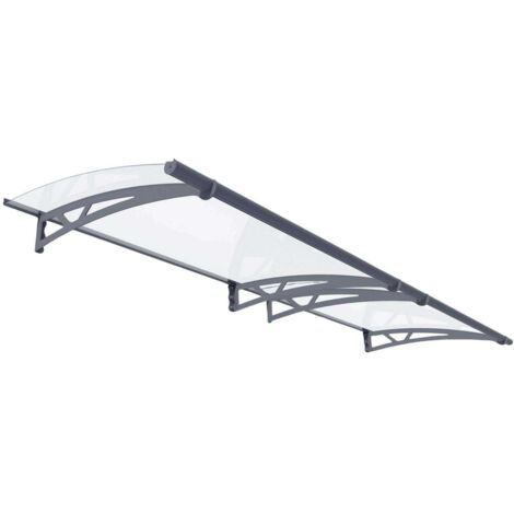 Canopia By Palram – Marquise de porte Altair gris – Dimensions 150,5 x 91,5 cm – Structure en aluminium et acier galvanisé – Épaisseur acrylique 4 mm