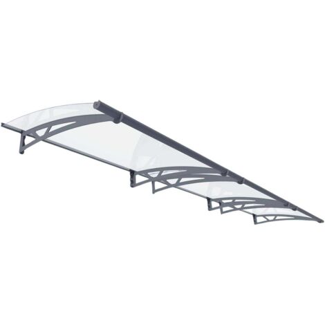 Canopia By Palram – Marquise de porte Altair gris 91,5 x 150,5 cm – Structure en acier galvanisé laqué – Toit en acrylique 4mm résistant UV