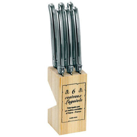 BLOC 6 COUTEAUX LAGUIOLE INOX FR JEAN DUBOST - L0060011L06043