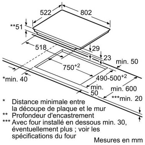 Plaque de cuisson induction 80cm 4 feux 7400w - Siemens - ex851lyc1f