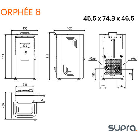 Poêle à granulés de bois 6.1kw noir - Supra - orphee 6 noir