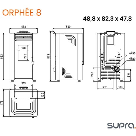 Poêle à granulés de bois 8kw noir - Supra - orphee 8 noir