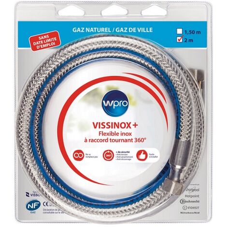 Tuyau flexible de gaz naturel inox/pvc 2m - Wpro - TNV200 (1/2)