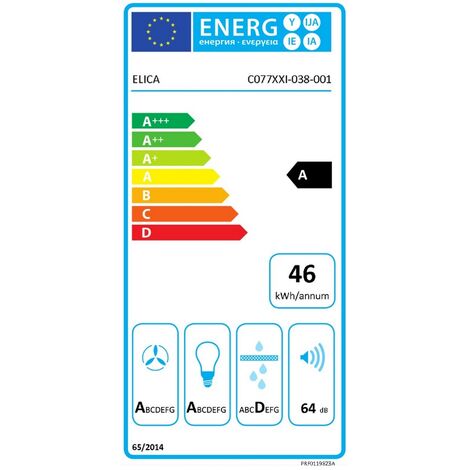 Hotte décorative inclinée 60cm 495m3/h blanc - Elica - PRF0119823A