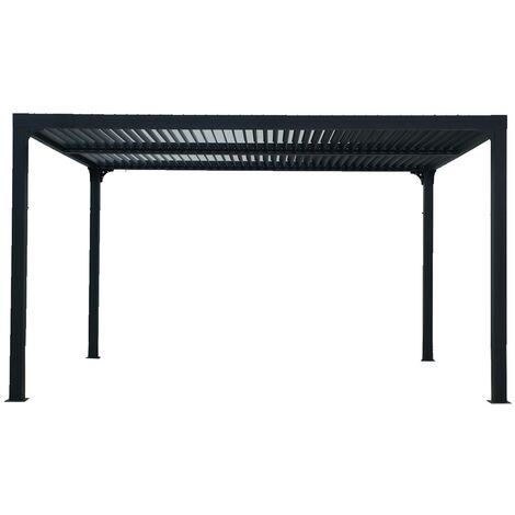 Habrita – Pergola bioclimatique aluminium 10,80 m² – Lames orientables 90° – Autoportante pour terrasse – PER3630BI (1/10)