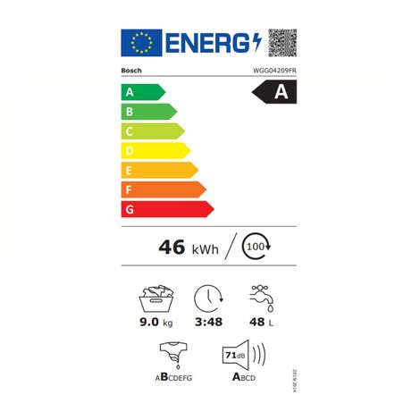 Lave-linge hublot 9kg 1200 tours/min blanc - Bosch - WGG04209FR