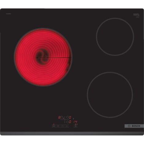 Bosch – Table de cuisson vitrocéramique 3 foyers – Puissance 5700 W – Dimensions 59.2 x 52.2 cm – Commandes tactiles avec fonction TouchSelect - PKM63RBB8E