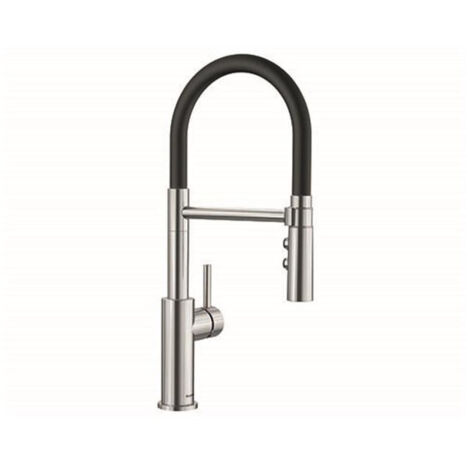 Blanco – Mitigeur de cuisine avec douchette extractible – Bec orientable 360° – Flexible noir – Hauteur 480 mm – 525792