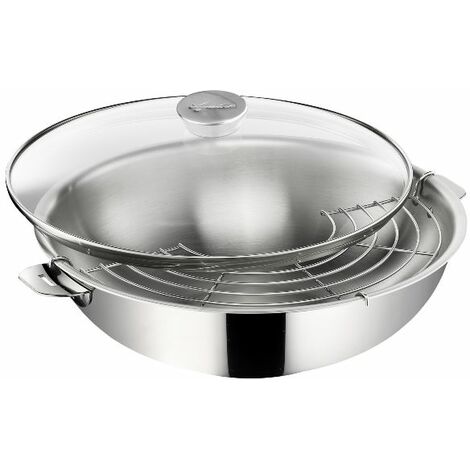 Wok 30 Cm Inox + Grille + Couvercle  - Salvaspazio+ - Lagostina