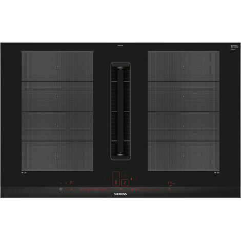 Siemens – Plaque induction aspirante 80 cm – 4 foyers flexInduction – Puissance 7400 W – Débit d'air 622 m³/h – Commande dual lightSlider - EX875LX67E