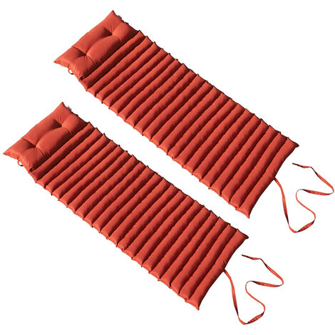 Lot de 2 matelas bain de soleil 180 x 60 cm terracotta – Tissu 100% polyester déperlant – Traitement anti-UV – Housse résistante aux taches – Red Deco