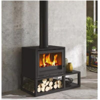 Godin – Poêle à bois fonte 10kW noir – Rendement 71% – Évacuation dessus – Longueur max bûche 50cm – Classe A – 411109NOIR