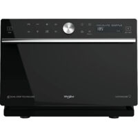 Whirlpool – Micro-ondes combiné 33L 1000W noir – Décongélation rapide – Cuisson vapeur et croustillante – 57 recettes automatiques