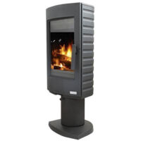 Godin – Poêle à bois 7.5kW anthracite pour bûches jusqu'à 33 cm – Évacuation des fumées dessus – Rendement 73.6% – 389130