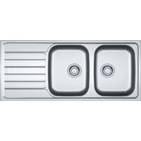 Franke – Évier 2 bacs inox 80cm avec siphon – Bonde automatique Ø 90mm – Pour sous-meuble 80cm – Profil plat 4mm