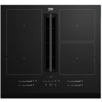 Beko – Table de cuisson induction aspirante 60cm 4 feux 7400W – Zone de cuisson modulable – Commandes slider – HIXI64700UF1