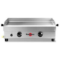 Plancha à gaz 3000W 2 brûleurs – Surface inox 54x33cm – Allumage piézoélectrique – Pour cuisson extérieure – 60x36x20cm – Krampouz
