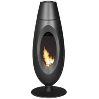 Invicta – Poêle à bois 5 kW – Longueur bûche 32 cm – Évacuation des fumées dessus – Autonomie 8h – Rendement 83% – Finition fonte anthracite
