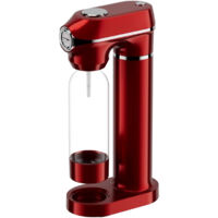 Machine à gazéifier rouge avec 2 bouteilles – Production d'eau pétillante sans électricité – Design rétro avec manomètre – Dimensions 44x22x12cm – Naturamix