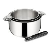 Série de 3 casseroles inox 16/18/20cm avec poignée – Fond LagoSeal 5mm pour diffusion homogène de la chaleur – 12132600004 – Lagostina