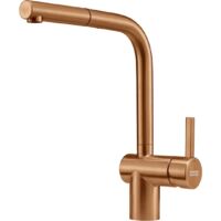 Franke – Mitigeur de lavabo 910897 en inox 304 – Douchette monojet extractible – Bec orientable 180° – Fixation intégrée – Cuivre