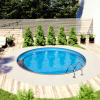 Aqualux – Piscine hors sol acier enterrée ronde 4.5m diamètre – Hauteur 1.2m – Volume 15.54m3 – Filtration 6m3/h – WM164