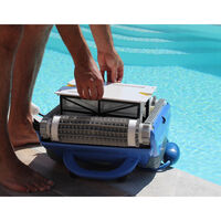 robot electrique de piscine fond et parois avec stand - master m3 - dolphin - bleu
