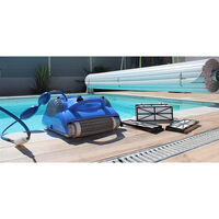 robot electrique de piscine fond et parois avec stand - master m3 - dolphin - bleu